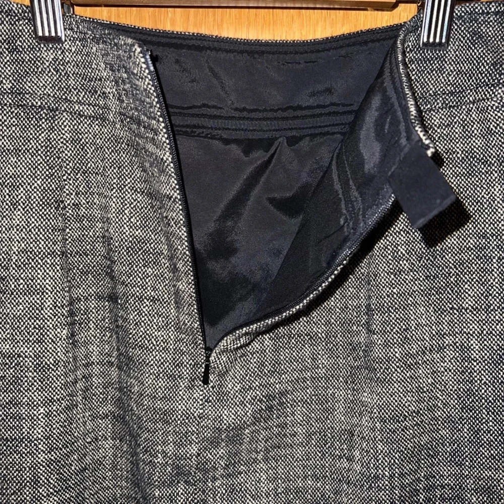 Etcetera Pencil‎ Skirt Womens 2 Black White Tweed Cotton Linen Excellent Slit